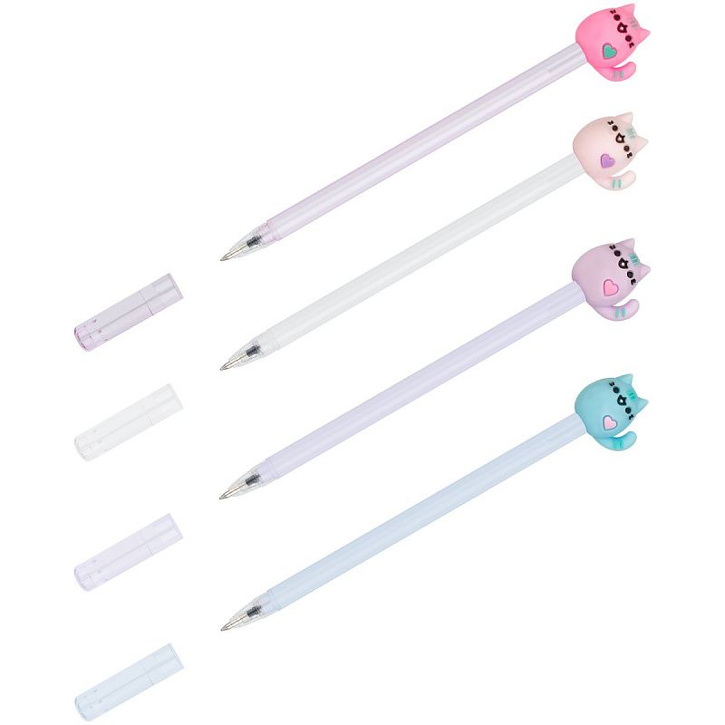 Ручка шариковая MESHU "Meow" синяя, 0,7мм, корпус ассорти 