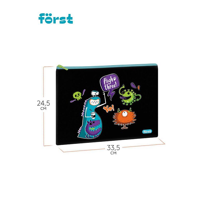 УЦЕНКА - Папка текстильная А4 Först "Monster party", 335*245мм, 1 отделение, полиэстер (осн 352136) 