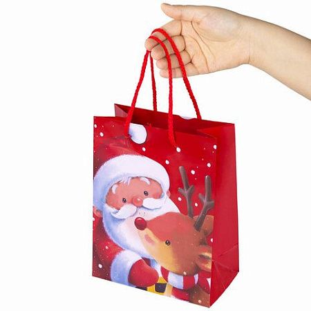 Пакет подарочный НАБОР 4 штуки, новогодний, 18х10х23 см, "Christmas Animals", ЗОЛОТАЯ СКАЗКА, 591956