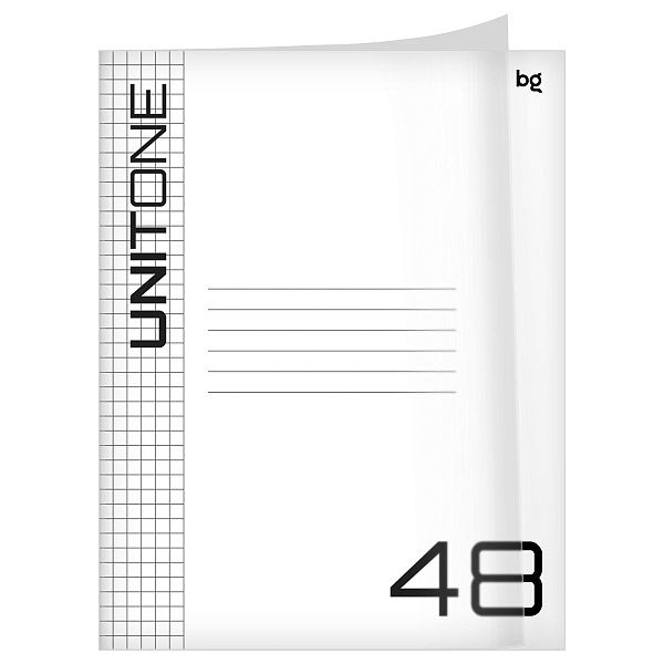 Тетрадь 48л., А5 клетка BG "UniTone", пластиковая обложка, прозрачный