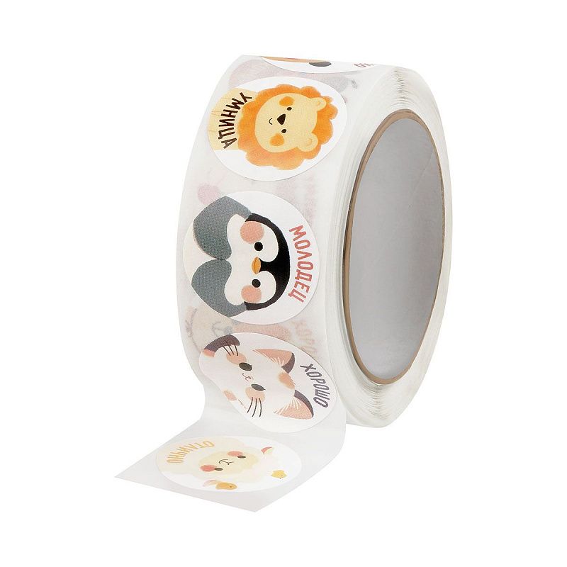 Наклейки бумажные MESHU  "Animals", поощрительные,  500 наклеек, инд. уп.