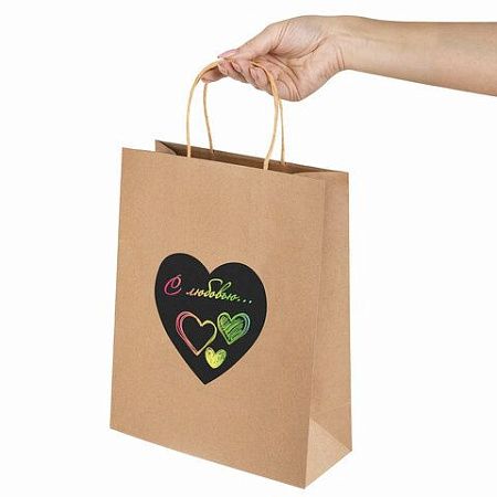 Пакет подарочный КОМПЛЕКТ 7шт 32x13x26см скретч-слой+стилус, "Heart on Kraft", ЗОЛОТАЯ СКАЗКА, 591971