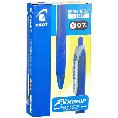 Ручка шариковая автоматическая Pilot "Rexgrip" синяя, 0,7мм, грип 