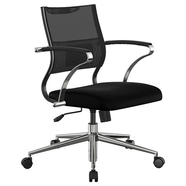 Кресло руководителя Метта "Ergolife" Sit Air M4-290K - Mesh(YP99)+UMF(X1), ткань-сетка черная,  механизм качания, пятилучье хром, z572.5F.1.2A2