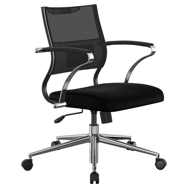 Кресло руководителя Метта "Ergolife" Sit Air M4-290K - Mesh(YP99)+UMF(X1), ткань-сетка черная,  механизм качания, пятилучье хром, z572.5F.1.2A2