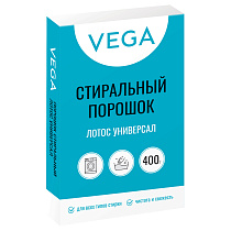 Порошок стиральный Vega, Лотос Универсал, 400г, картонная коробка 