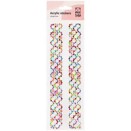 Наклейки акриловые MESHU "Bright line", 25*7,8см, стразы, 500 наклеек, инд. уп., европодвес