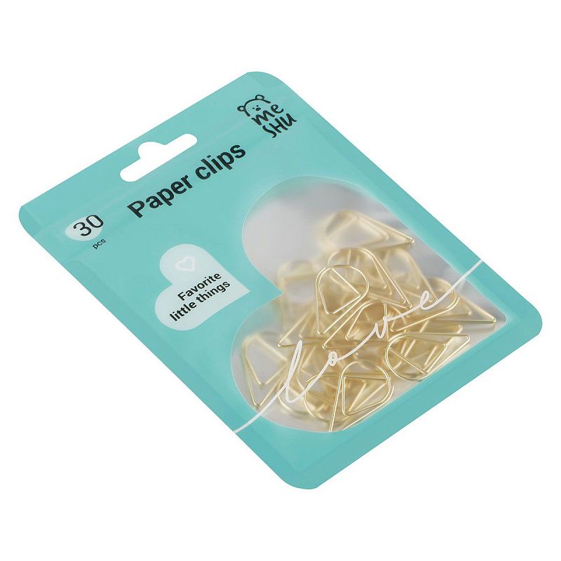 Скрепки фигурные 25мм, MESHU "Little Drops", 30шт., пакет с замком зип лок, европодвес