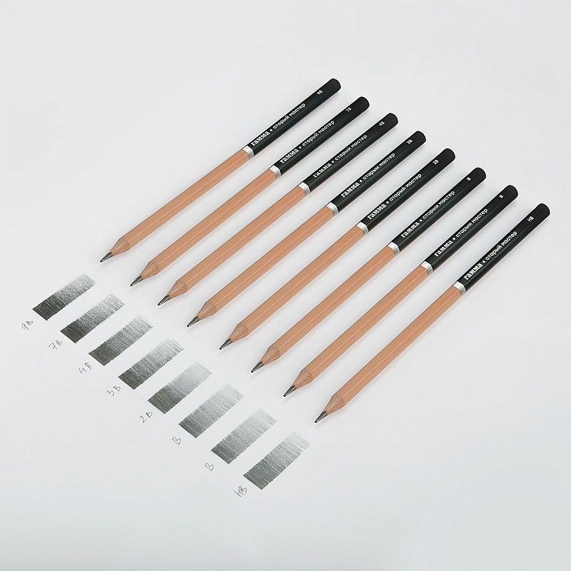 Набор карандашей ч/г Гамма 8шт., 9B-HB, кедр, картон. упаковка, европодвес 