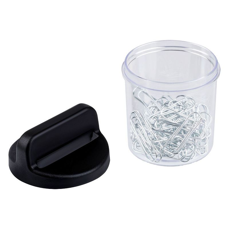 Скрепочница магнитная СТАММ, 50 никелированных скрепок, прозрачный корпус, картонная коробка