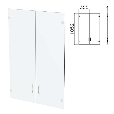 Дверь СТЕКЛО средняя "Бюджет", КОМПЛЕКТ 2 шт., 355х4х1052 мм, БЕЗ ФУРНИТУРЫ, 402655-760