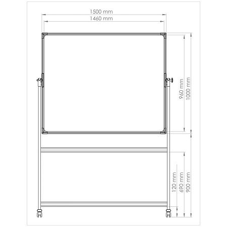 Доска магнитно-маркерная Berlingo "Premium", 100*150см, двусторонняя, поворотная, мобильная