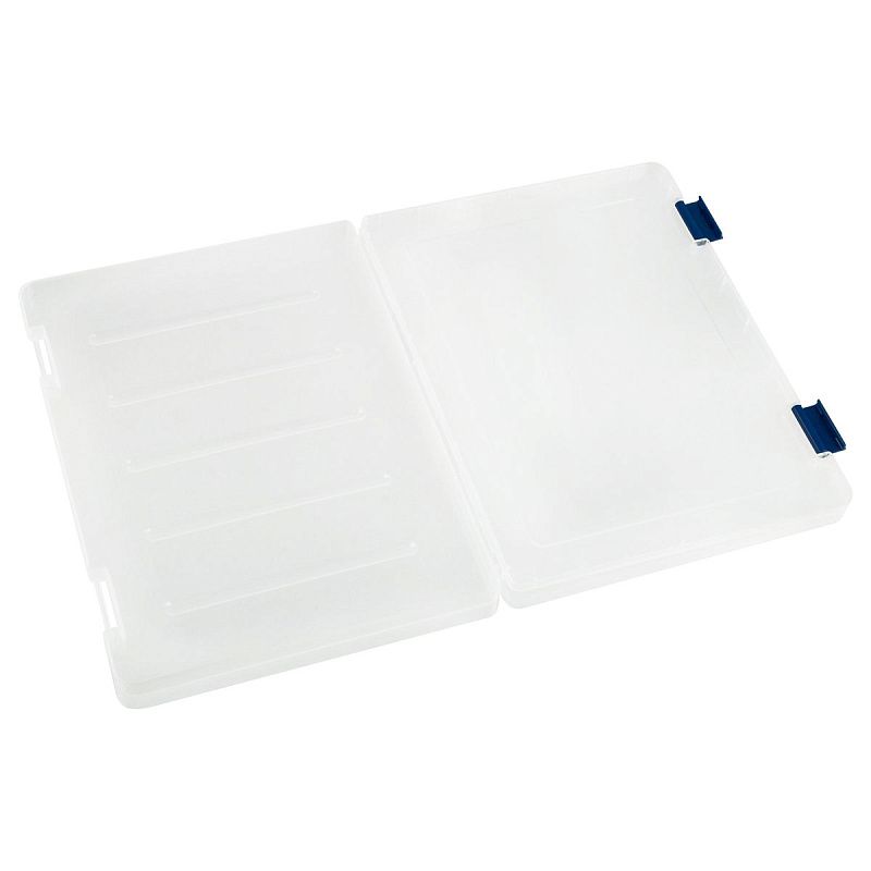 Папка для документов СТАММ А4, 230*305*23мм, пластик., прозрачная, синие защелки 