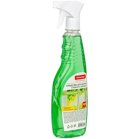 Средство для мытья стекол и зеркал OfficeClean "Утренняя роса" с изопропиловым спиртом, 500мл, с курком 