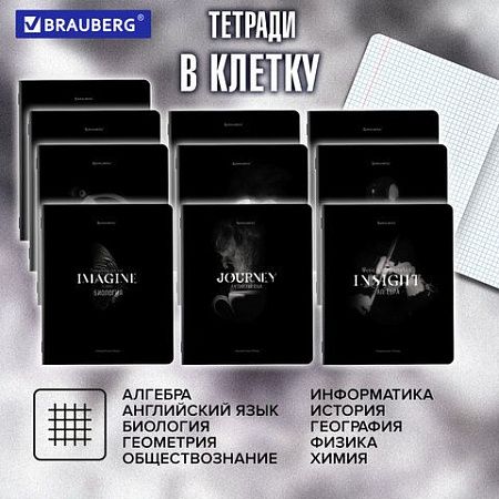 Тетради предметные, КОМПЛЕКТ 12 ПРЕДМЕТОВ, 48 л., матовая ламинация, BRAUBERG "SHADOWS", 405176