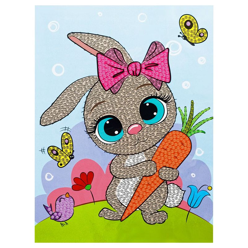 Алмазная мозаика, постер ТРИ СОВЫ "Зайка", пакет с европодвесом