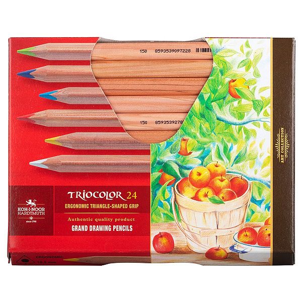 Карандаши цветные неокрашенный корпус Koh-I-Noor "Jumbo TRIOCOLOR 3154", 24цв, картон.упак. в термоусадке