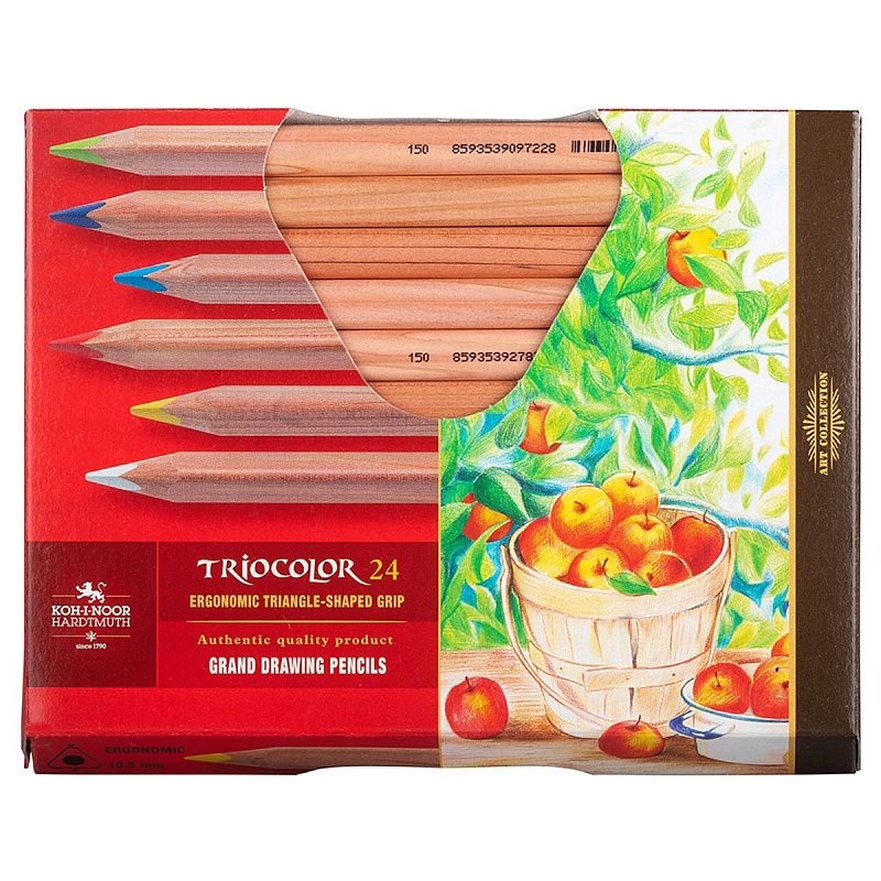 Карандаши цветные неокрашенный корпус Koh-I-Noor "Jumbo TRIOCOLOR 3154", 24цв, картон.упак. в термоусадке