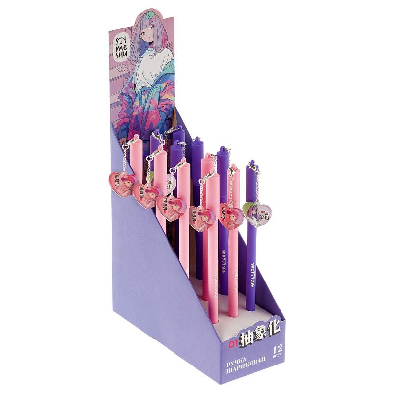 Ручка шариковая MESHU "МК_Anime" синяя, 0,7мм, корпус ассорти, с топпером 