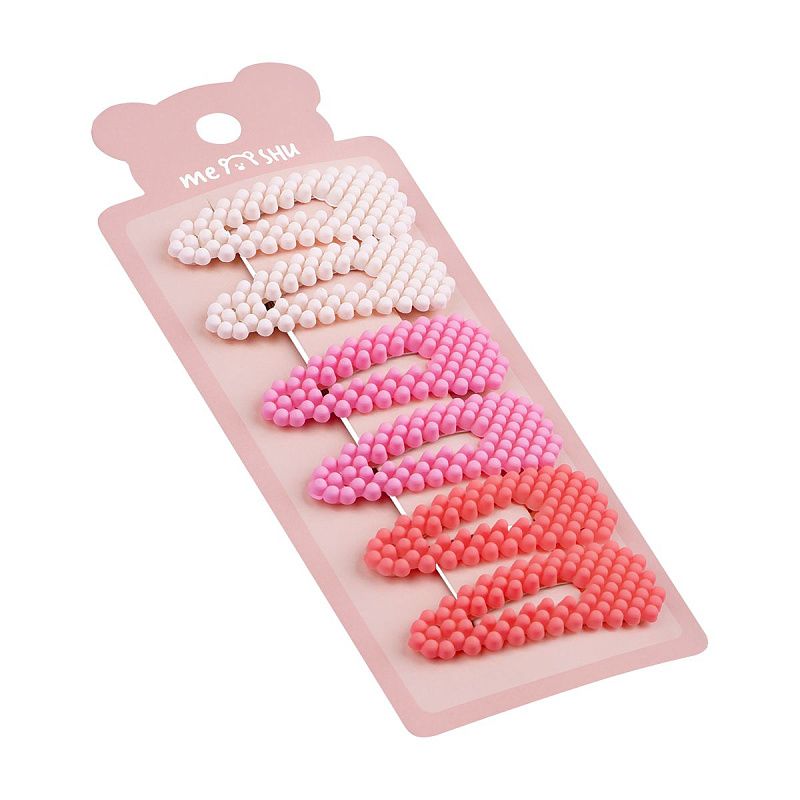 Заколки для волос MESHU, клик-клак, ассорти, 6шт., 5см, европодвес