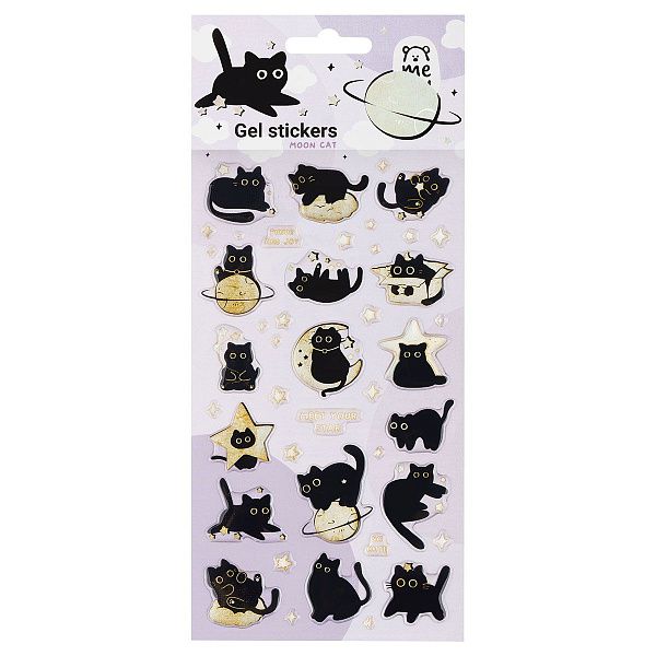 Наклейки гелевые MESHU  "Moon Cat" , 10*23см, инд. уп., европодвес