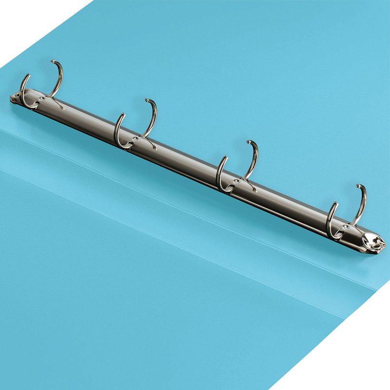 Папка на 4 кольцах СТАММ А4, 40мм, 500мкм, пластик, пастель, голубая 