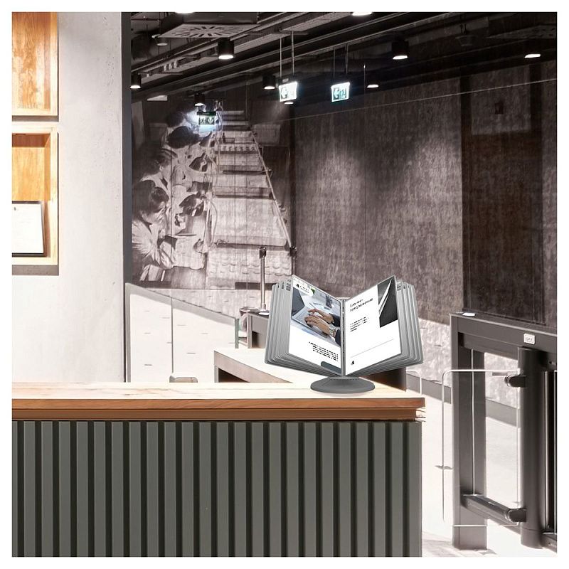 Демосистема настольная OfficeSpace с 10 серыми панелями, вращающаяся