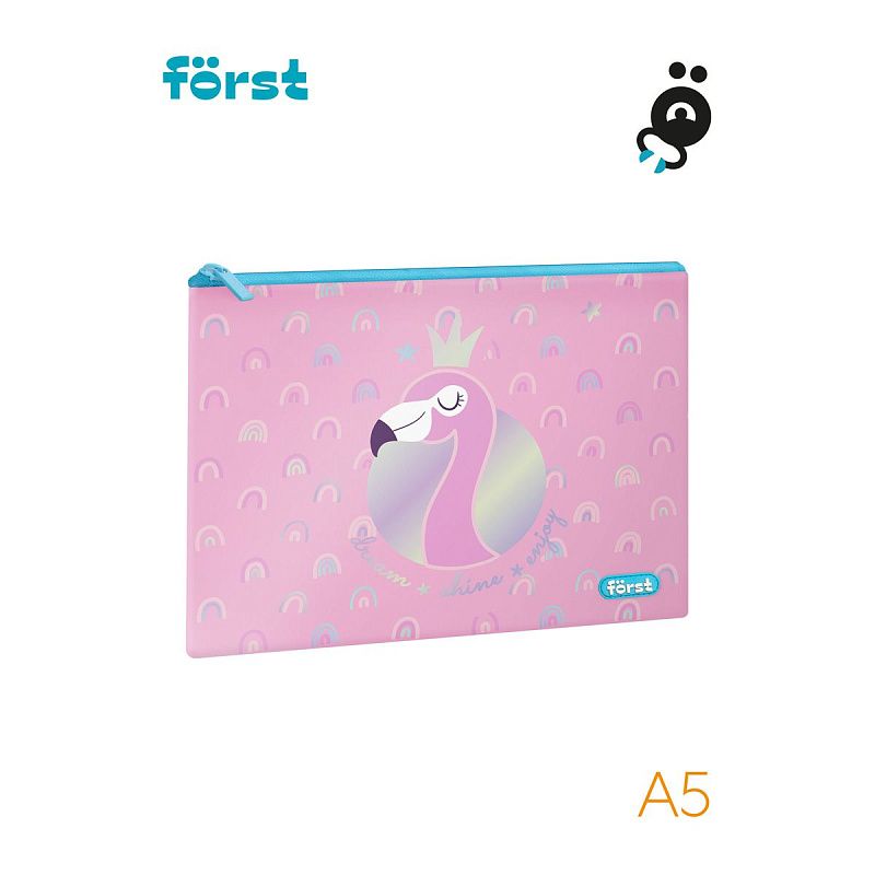 Папка текстильная А5 Först "Shiny flamingo", 255*205мм, 1 отделение, полиэстер 