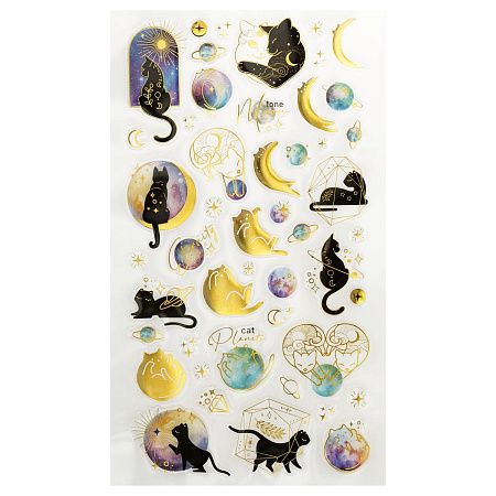 Наклейки гелевые MESHU "Moon cat", 10*23 см, пакет европодвес