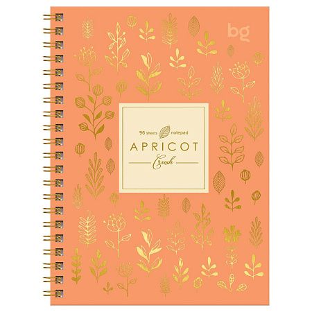 Записная книжка А6 96л., на гребне BG "Apricot Crush", глянцевая ламинация, тиснение фольгой, твердая обложка