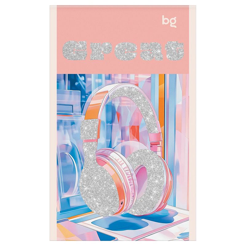 Блокнот А6 32л., на скрепке BG "Блестящий стиль", блестки