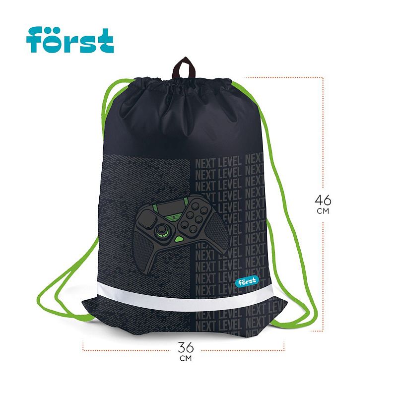 Мешок для обуви 1 отделение Först "Play the game", 360*460мм, вентиляционная сеточка, светоотражающая полоса 