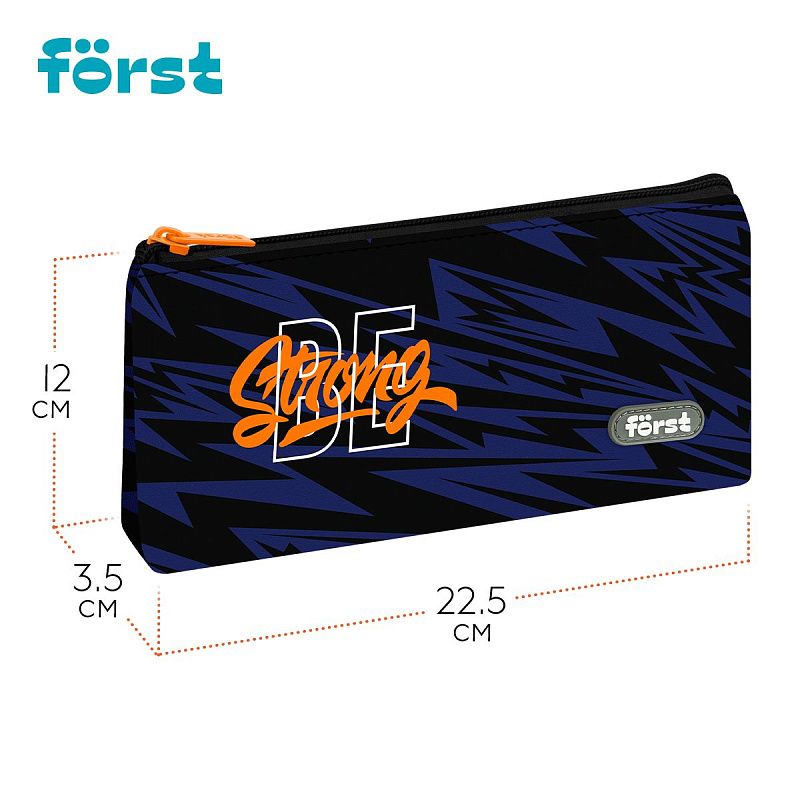 Пенал мягкий 1 отделение, 225*120*35 Först "Be strong", текстиль 