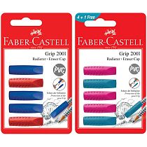 Набор ластиков-колпачков Faber-Castell "Grip 2001" 5шт., трехгранные, 90*15*15мм, блистер
