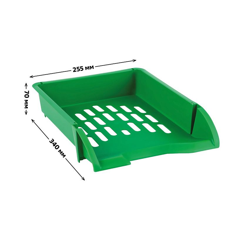 Лоток для бумаг горизонтальный СТАММ "Лидер", зеленый