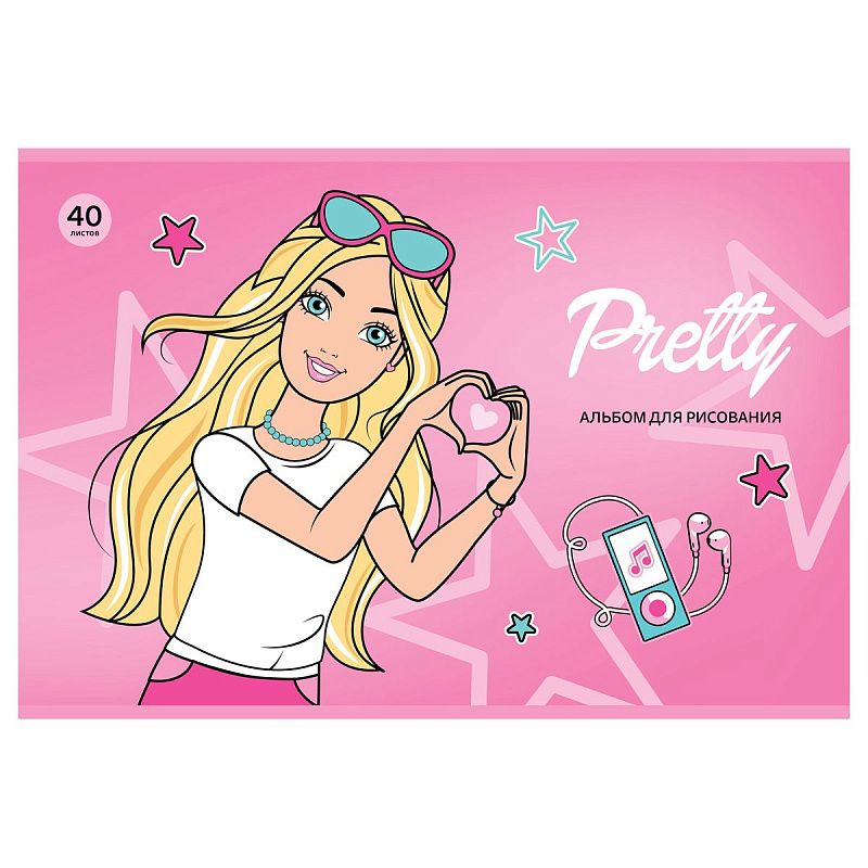 Альбом для рисования 40л., А4, на скрепке BG "Pretty Girls"