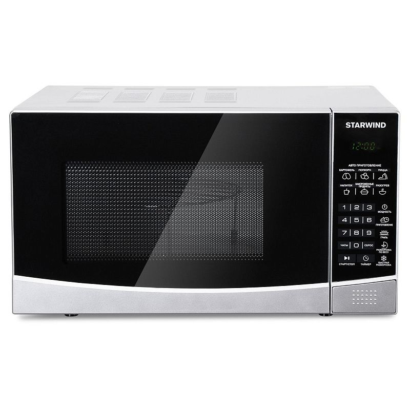 Микроволновая печь Starwind SMW2820, 20л, 700Вт, электронное управление, гриль, черная, серебристая