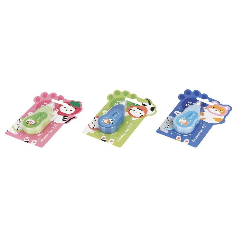 Корректирующая лента MESHU "Relax cat", 5мм*3м, дисплей-бокс, ассорти