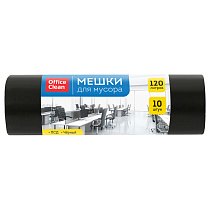 Мешки для мусора 120л OfficeClean ПСД, 70*110см, 18мкм, 10шт., черные, в рулоне