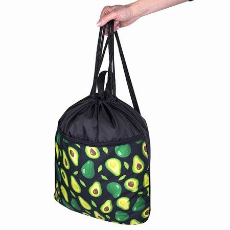 Мешок для обуви BRAUBERG БОЛЬШОЙ, с ручкой, карман на молнии, сетка, 49х41 см, "Avocado", 271058 