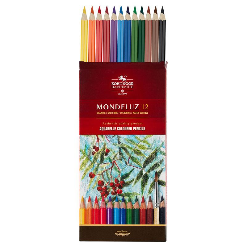 Карандаши акварельные Koh-I-Noor "Mondeluz", 12цв., заточен., картон, европодвес