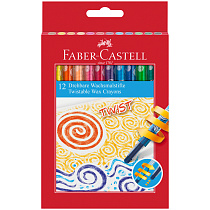 Карандаши восковые Faber-Castell, 12цв., выкручивающийся стержень, картон. упаковка, европодвес