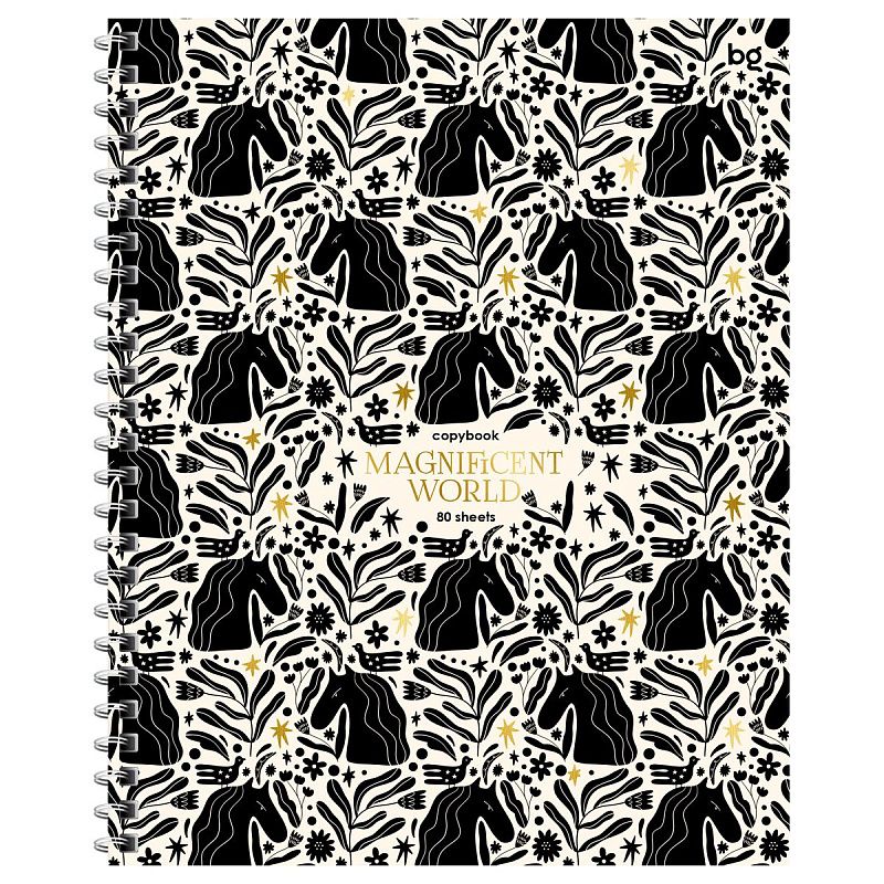 Тетрадь 80л., А5, клетка на гребне BG "Magnificent World", матовая ламинация, тиснение фольгой, твердая обложка