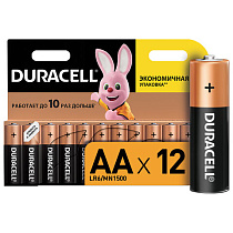 Батарейки КОМПЛЕКТ 12 шт., DURACELL Basic, AA (LR06, 15А), алкалиновые, пальчиковые, блистер