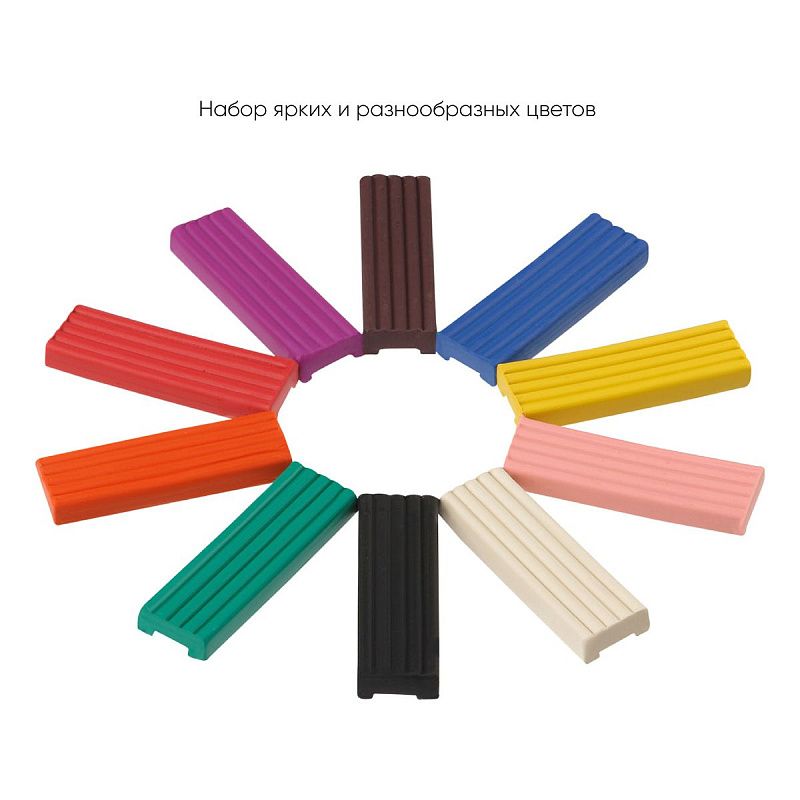 Пластилин Гамма "Юный художник" NEW, 10 цветов, 140г, со стеком, картон. упаковка