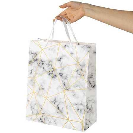 Пакет подарочный 26,5x12,7x33 см ЗОЛОТАЯ СКАЗКА "Golden Marble", тиснение фольгой, 608251