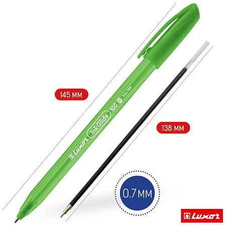 Ручка шариковая Luxor "InkGlide 100 Icy" синяя, 0,7мм, трехгран., корпус ассорти 