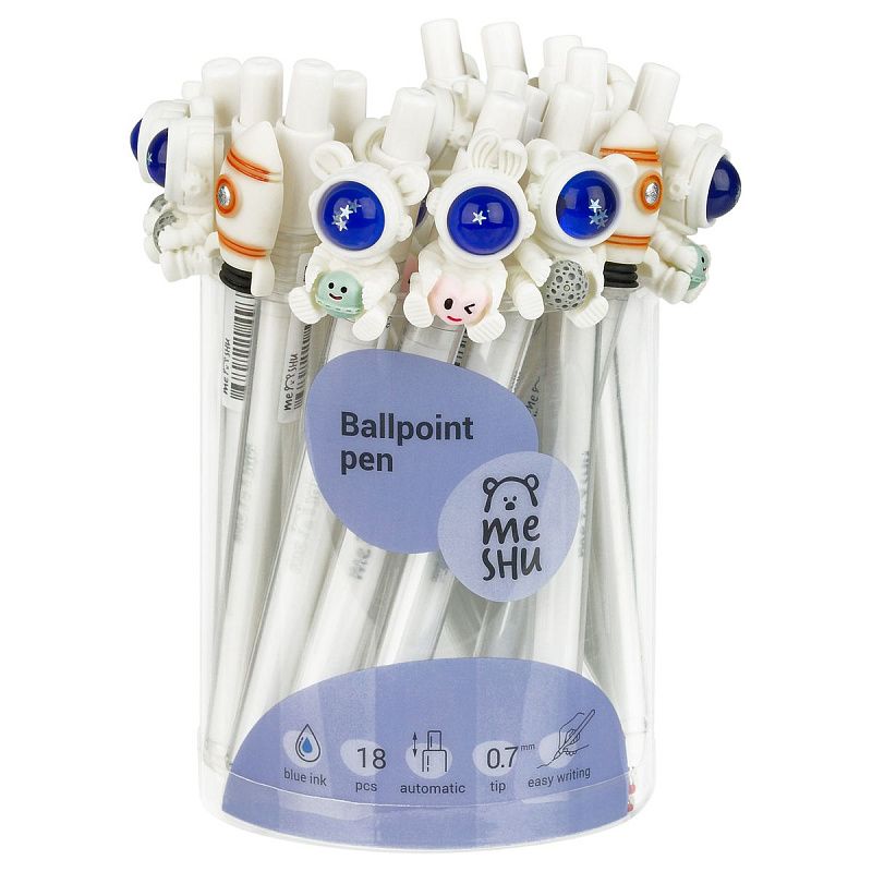 Ручка шариковая автоматическая MESHU "Spaceman" синяя, 0,7мм, корпус ассорти 