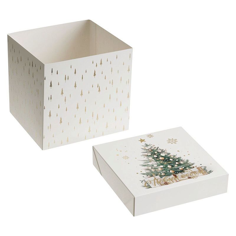 Коробка складная подарочная MESHU "Новый год", (28*28*28см), отд фольгой