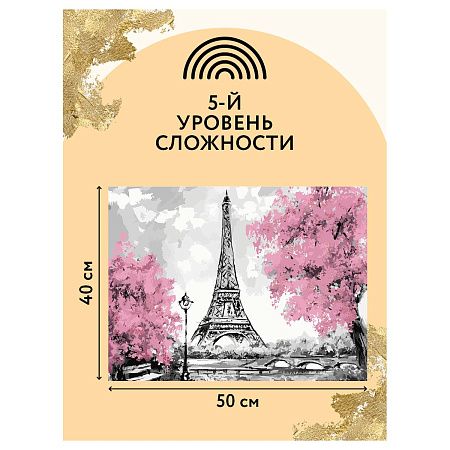 Картина по номерам на холсте ТРИ СОВЫ "Париж", 40*50, с поталью, акриловыми красками и кистями